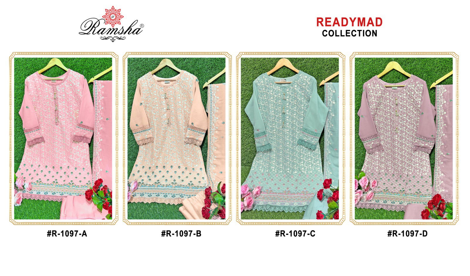 R 1097 By Ramsha Pakistani Readymade Suits Catalog
